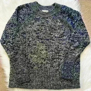 Universal Thread Blue White Heathered Basket Weave Sweater Large